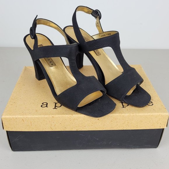 Apostrophe Nanette Black Heels Sandals Cocktail Casual Shoes Womens US 8 20435 - Picture 1 of 8